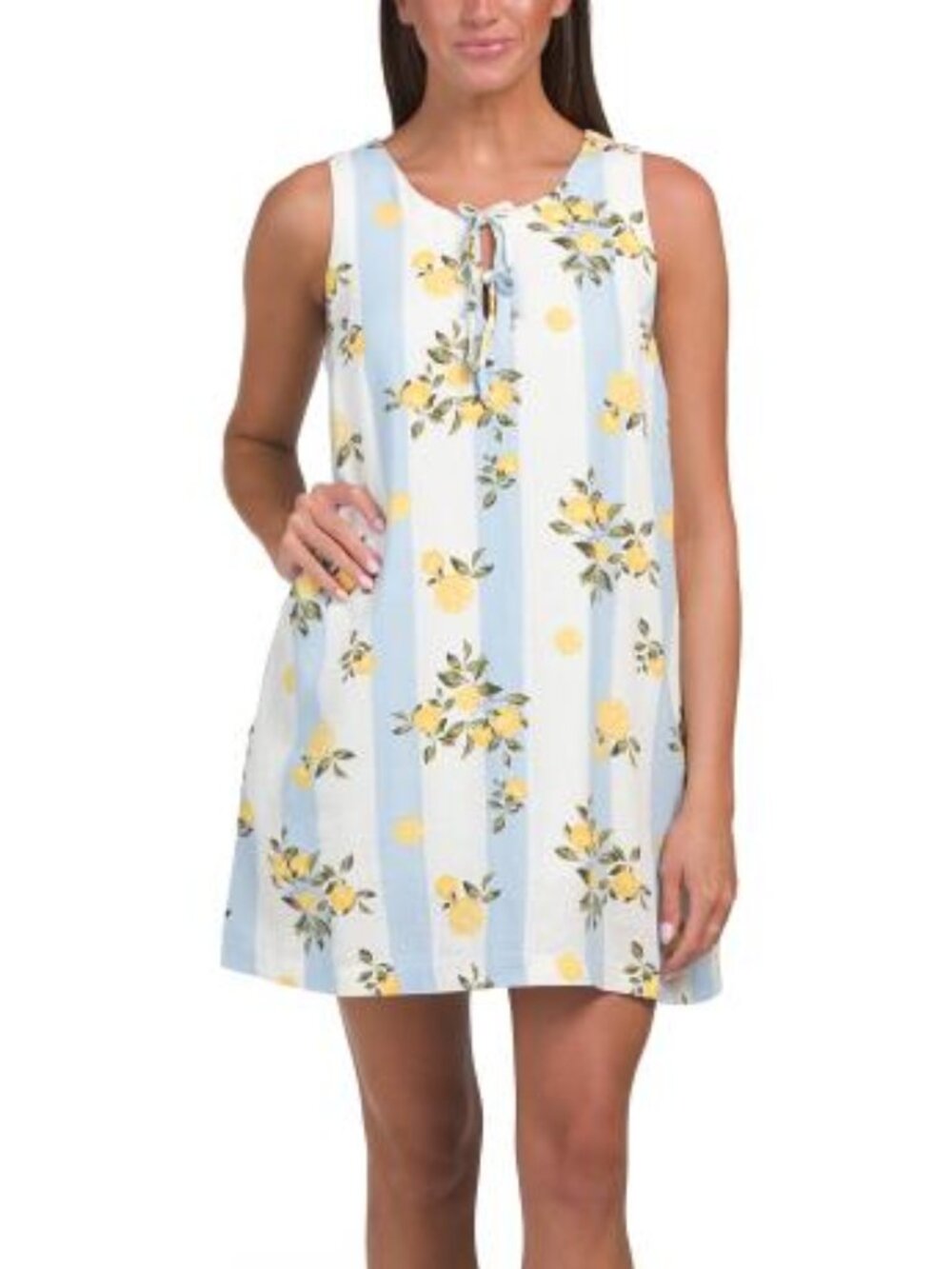 MARTHA STEWART COLLECTION Linen Blend Trapeze Striped Mini Dress - Picture 6 of 6